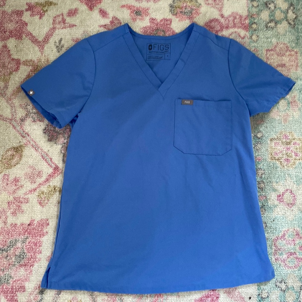 Figs Catarina Scrub Top in Ceil Blue